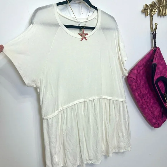 Peplum soft flowy tunic short sleeve XL ptp 24” l 27” - Picture 3 of 3